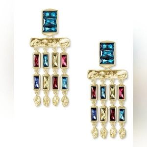 LIKE NEW Kendra Scott Jack Gold Small Statement Earrings In Multi Crystal